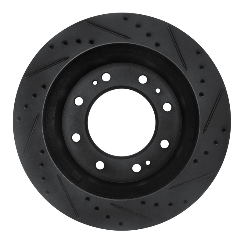 Chevrolet Suburban 3500 HD Brake Rotor (1) - Front Left - R1 Concepts - Drilled & Slotted - Black - `11-`25